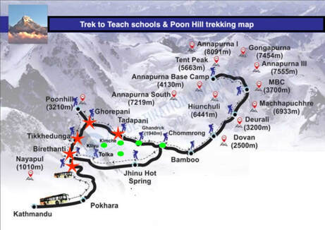 Trek in Nepal map